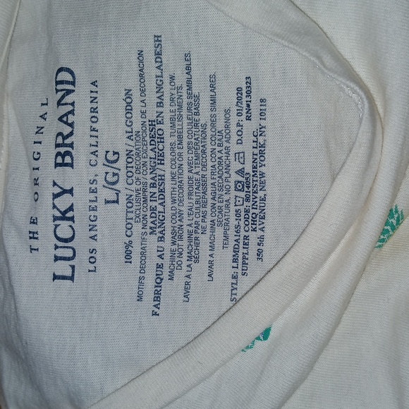 Lucky Brand Girls shortsleeved Tee Shirt Size Large cream multicolor - Picture 3 of 5